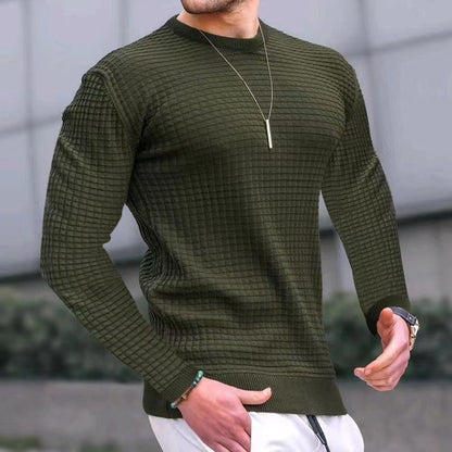 Pull élégant structuré pour hommes avec col rond et manches longues Chic und Stil