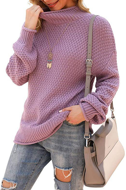 Pull femme avec col haut et motif en tricot structuré Chic und Stil