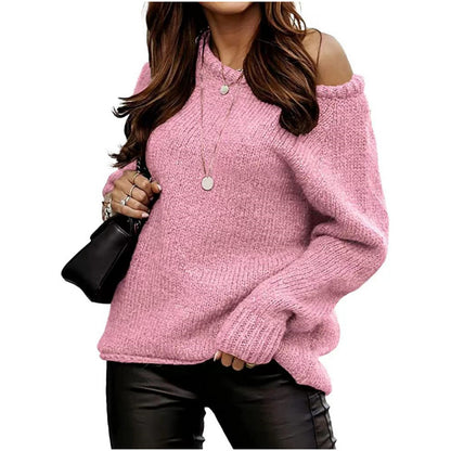 Pull décontracté pour femmes avec un design d'épaule ouverte et un tricot doux Chic und Stil