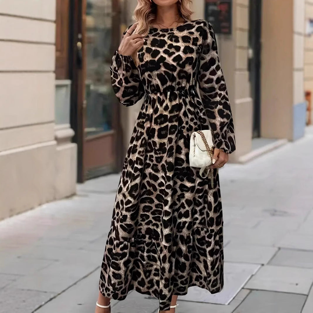 Robe maxi pour femme avec motif léopard moderne Chic und Stil