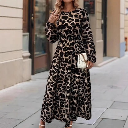 Robe maxi pour femme avec motif léopard moderne Chic und Stil