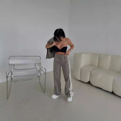 Dames Ensemble de sport à la mode avec design à blocs de couleurs et fermeture éclair pratique Chic und Stil