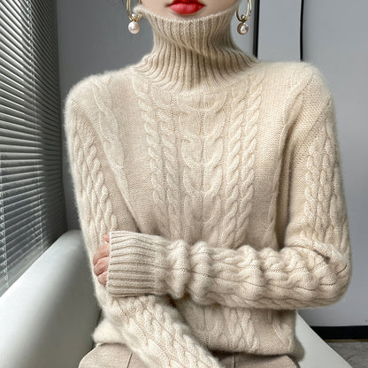 Pull en tricot haut à col montant pour femmes avec motif en relief et matériau doux Chic und Stil
