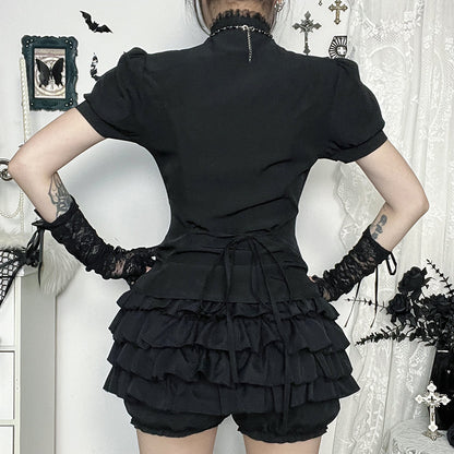 Chemisier à volants en dentelle gothique pour dames Chic und Stil