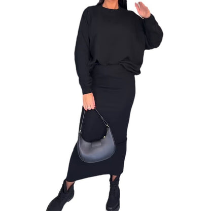 Chic und Stil Ensemble de pull-over oversize pour dames et jupe maxi