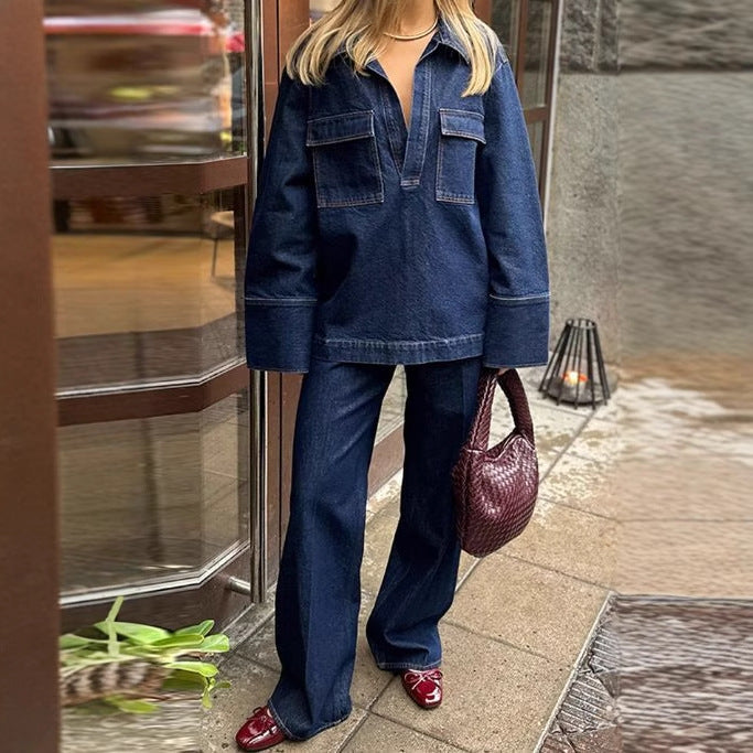 High-waisted denim pants for women with structured cut Chic and Style