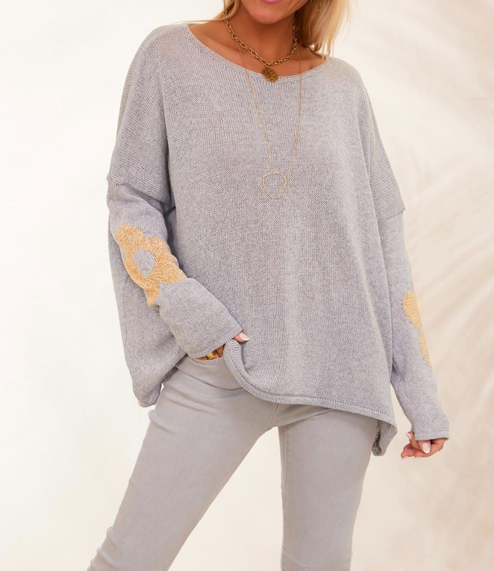 Pull-over pour femmes en tricot épais avec un design floral et une coupe ample Chic und Stil