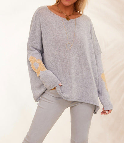 Pull-over pour femmes en tricot épais avec un design floral et une coupe ample Chic und Stil