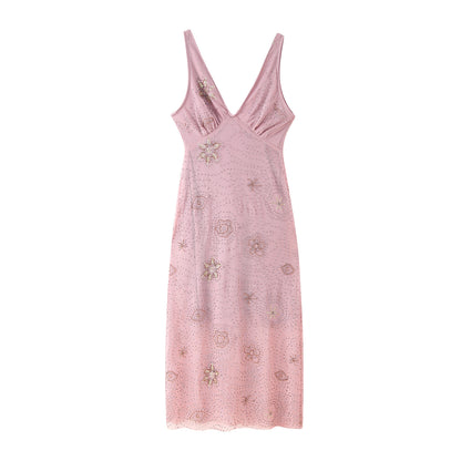 Robe maxi pour femmes avec des ornements en strass excitants Chic und Stil