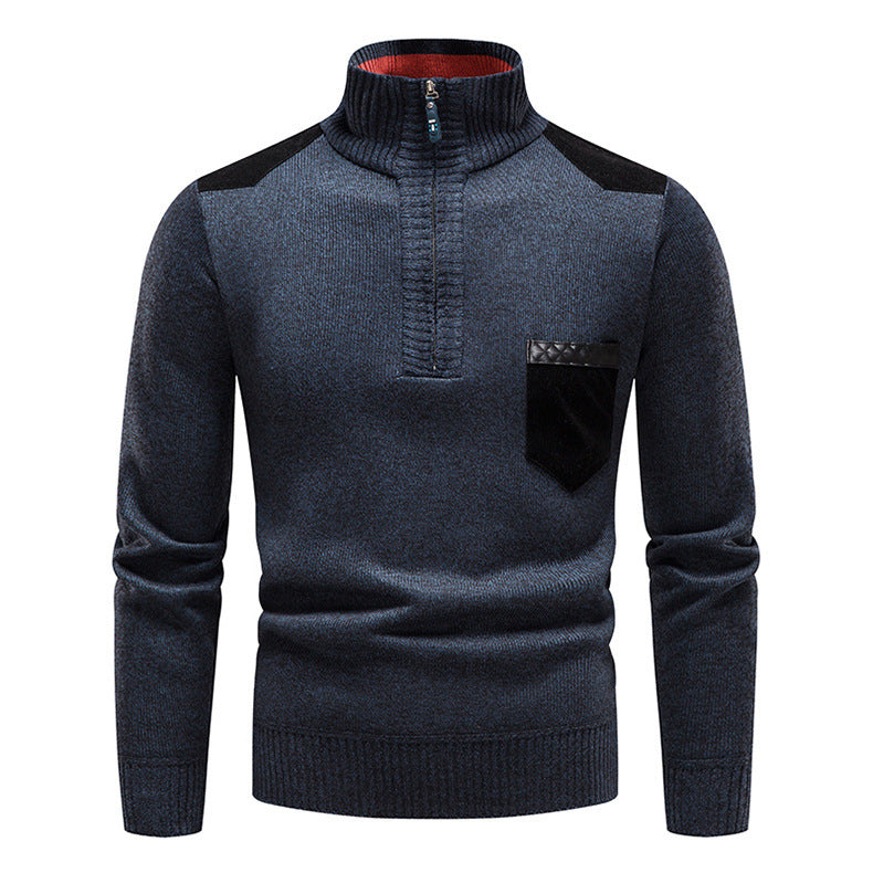 Pull en tricot de haute qualité pour homme avec fermeture éclair moderne et poche poitrine pratique Chic und Stil