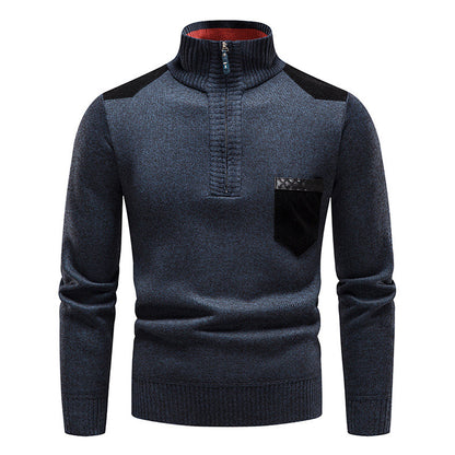 Pull en tricot de haute qualité pour homme avec fermeture éclair moderne et poche poitrine pratique Chic und Stil