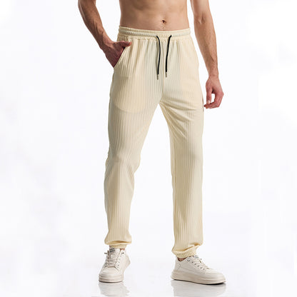 Comfortable sports pants for men with elastic waistband and chic striped design