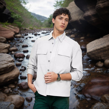 Chemise de camping polyvalente pour hommes avec poches pratiques et propriétés respirantes Chic und Stil