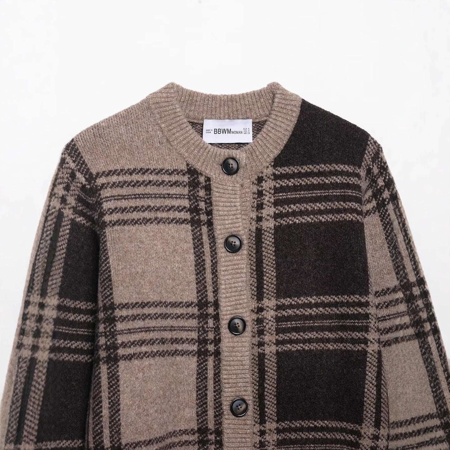 Ladies Chic and Style Checkered Knit Jacket