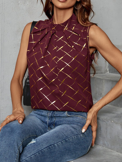 Dames Élégamment coupé Top avec détail de nœud ludique et motif scintillant Chic und Stil