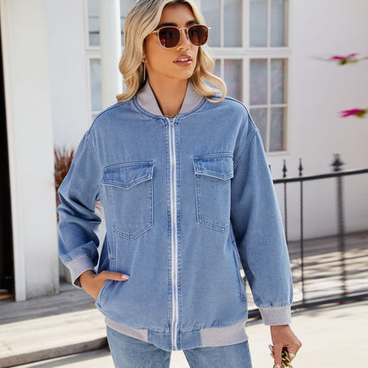 Women's denim bomber jacket with practical pockets and high-quality workmanship Chic und Stil