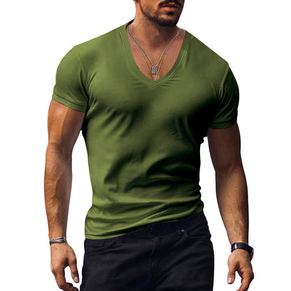 T-shirt pour hommes à col V en mélange de coton respirant Chic und Stil