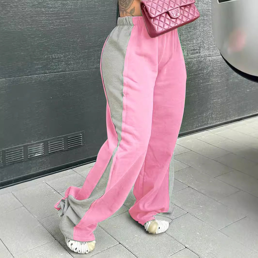 Casual women's sports pants with colorful side inserts and an elastic waistband Chic and Style