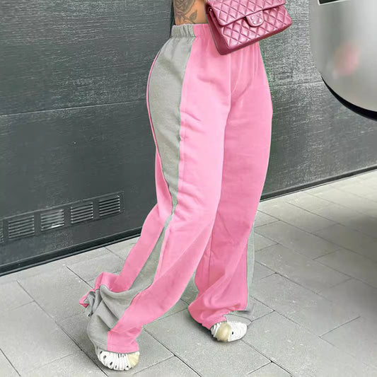 Casual women's sports pants with colorful side inserts and an elastic waistband Chic and Style