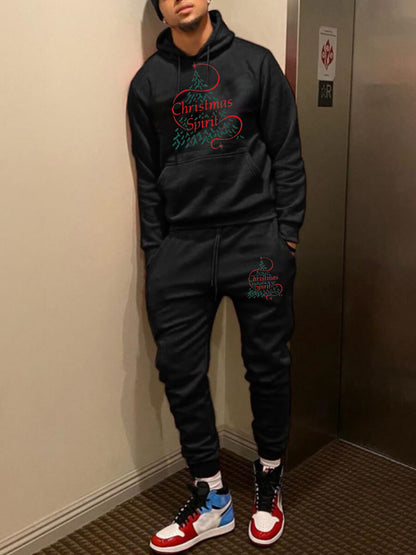 Women's hoodie and jogger pants set with festive graphic design Chic und Stil