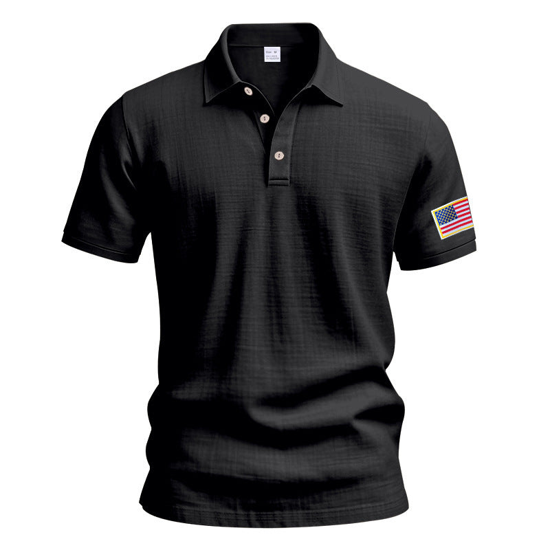 Polo sportif pour hommes avec motif de drapeau américain et technologie de régulation de l'humidité Chic und Stil