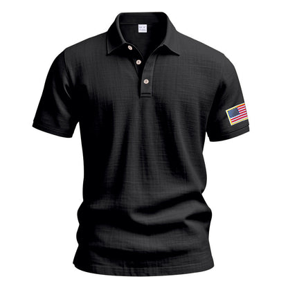 Polo sportif pour hommes avec motif de drapeau américain et technologie de régulation de l'humidité Chic und Stil