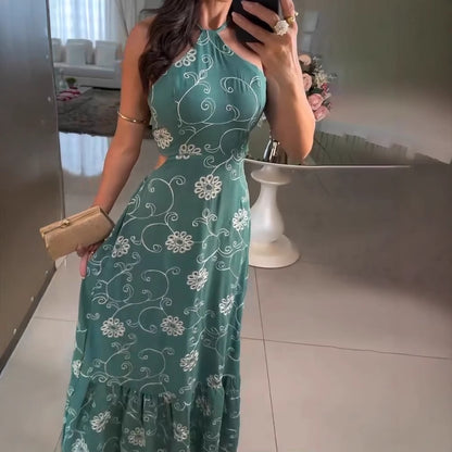 Femmes Élégante Robe Maxi Imprimé Floral Chic und Stil