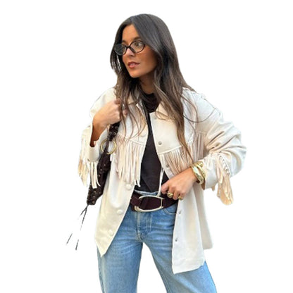 Fringed jacket for women in soft faux leather Chic und Stil