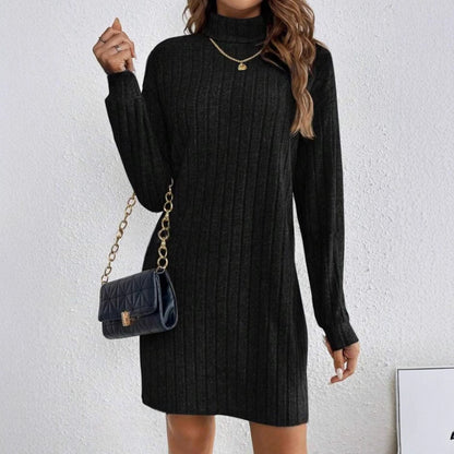 Robe en tricot pour femmes avec col roulé et motif en côtes Chic und Stil