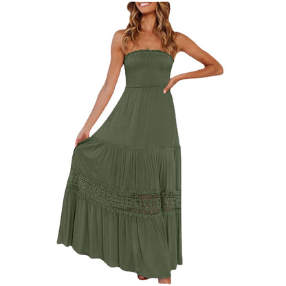 Robe maxi bohème sans bretelles Chic und Stil