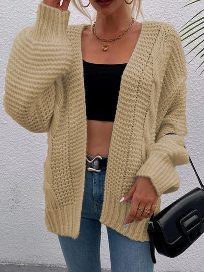 Dames gros tricot cardigan avec devant ouvert et manches décontractées Chic und Stil