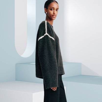 Femme pull en tricot classique avec des manches raglan tendance et une coupe large Chic und Stil