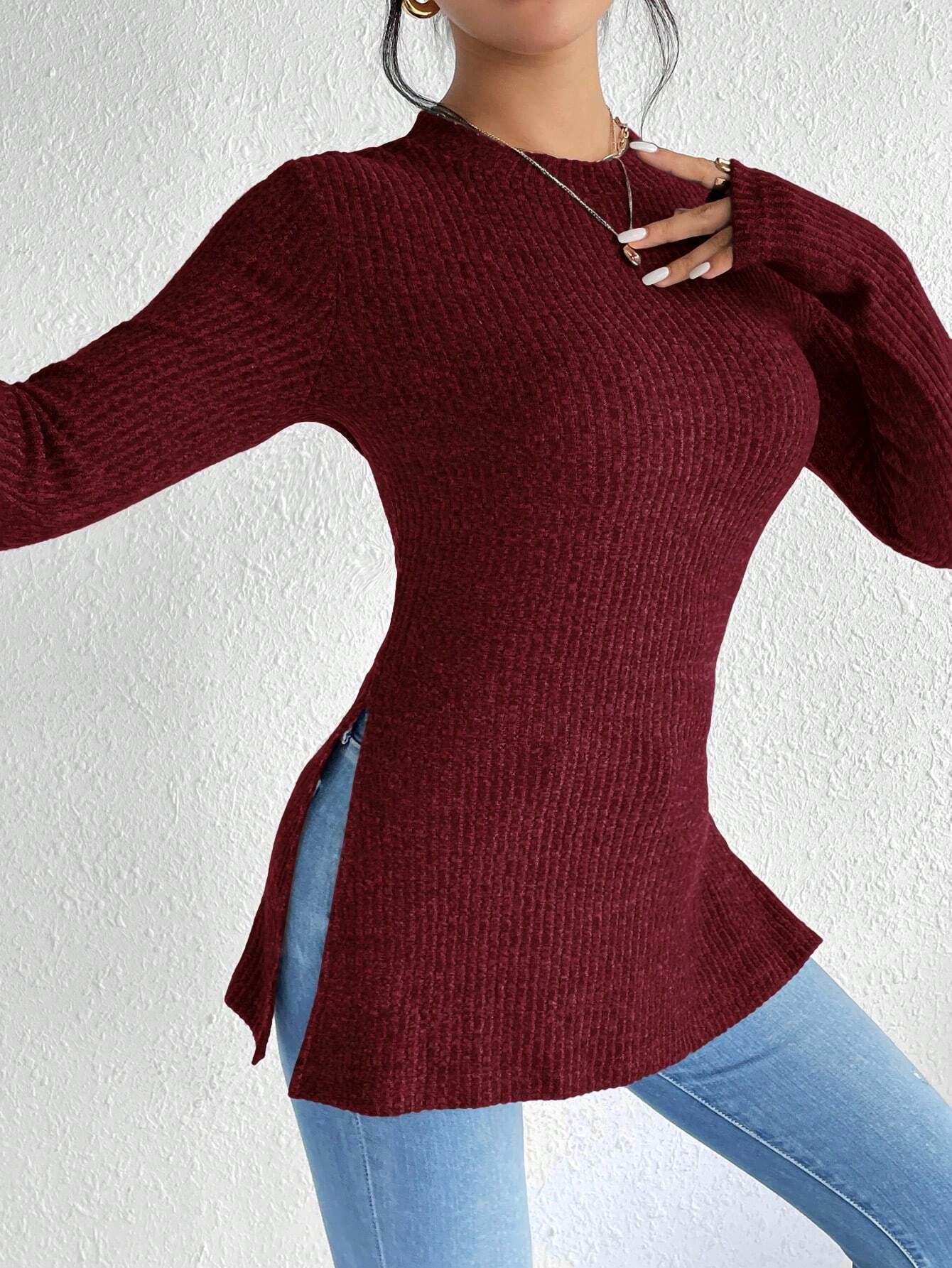 Femme pull en tricot avec fentes latérales Chic und Stil