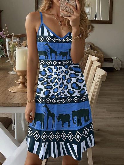 Robe maxi femme avec motif animal créatif et élégant décolleté en V Chic und Stil