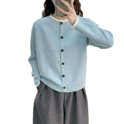 Dames cardigan en tricot douillet avec détail côtelé et fermeture à bouton Chic und Stil