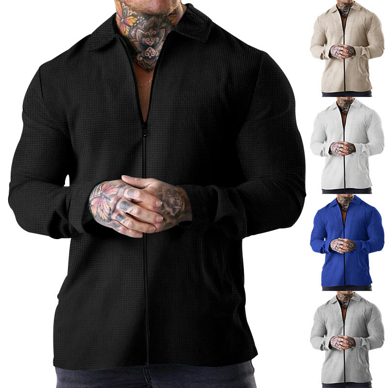 Chemise à manches longues pour hommes avec fermeture éclair et matériau structuré Chic und Stil