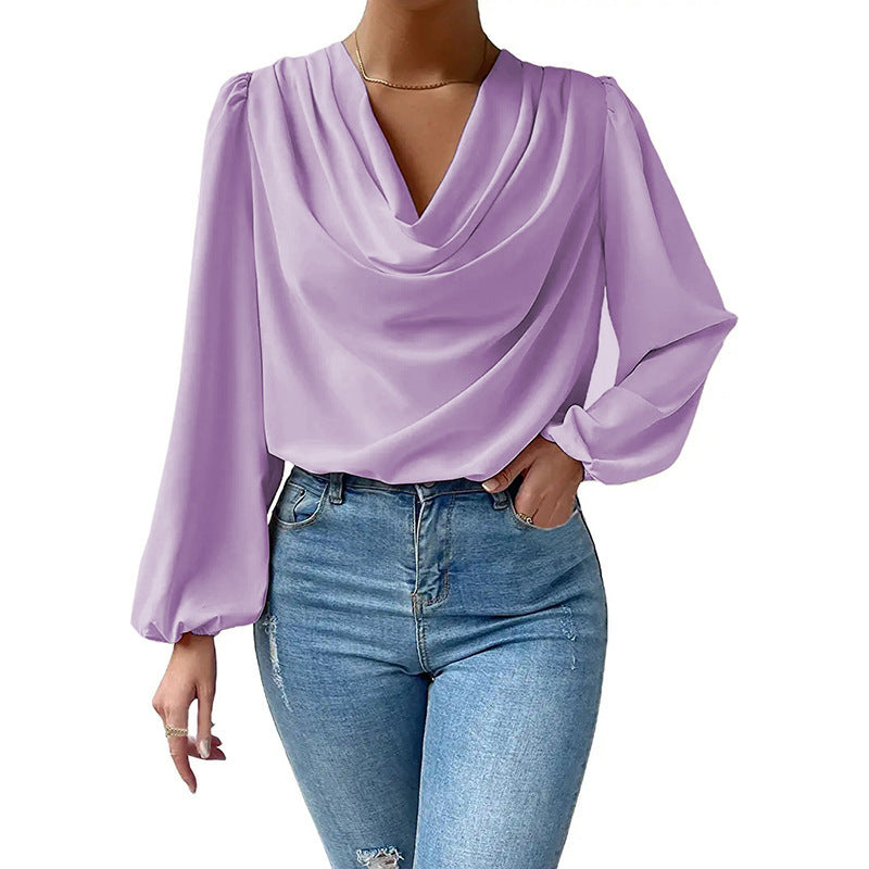 Chemisier élégant pour femmes avec décolleté en V profond et manches bouffantes décontractées Chic und Stil