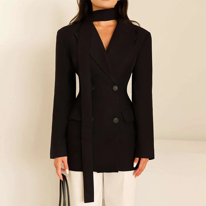 Dames blazer élégant cintré avec écharpe Chic und Stil