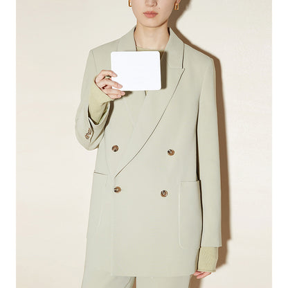 Double-breasted fitted blazer set for women and slim pants Chic and Style