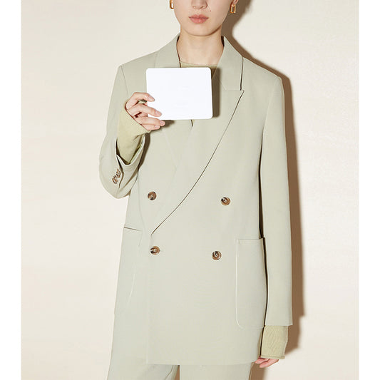 Double-breasted fitted blazer set for women and slim pants Chic and Style