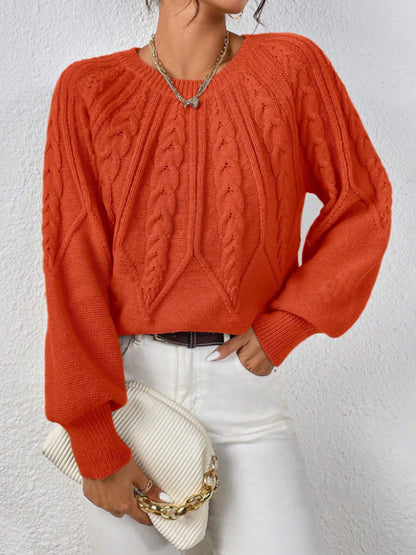 Pull en tricot pour femmes avec motif en torsades et manches larges Chic und Stil