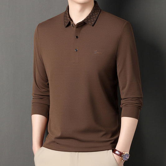 Men's Long Sleeve Polo with Structured Collar and Functional Design Chic und Stil