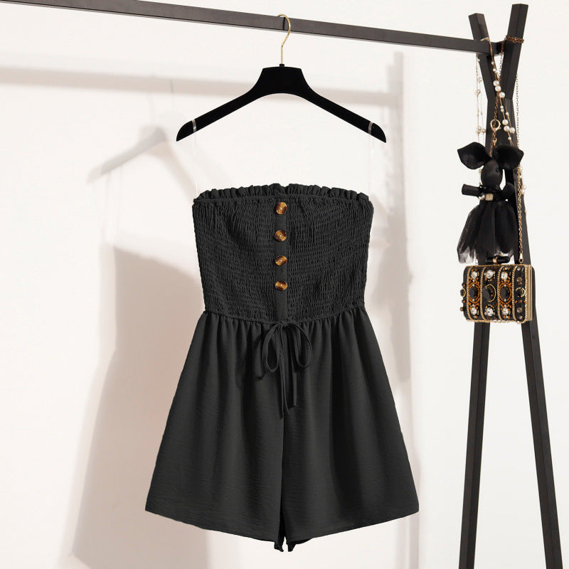 Robe combinaison pour femmes avec taille accentuée par des boutons et haut élastique Chic und Stil