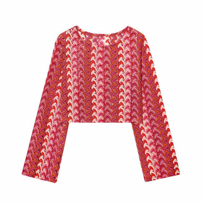 High-waisted ladies palazzo pants with modern wave pattern Chic and Style