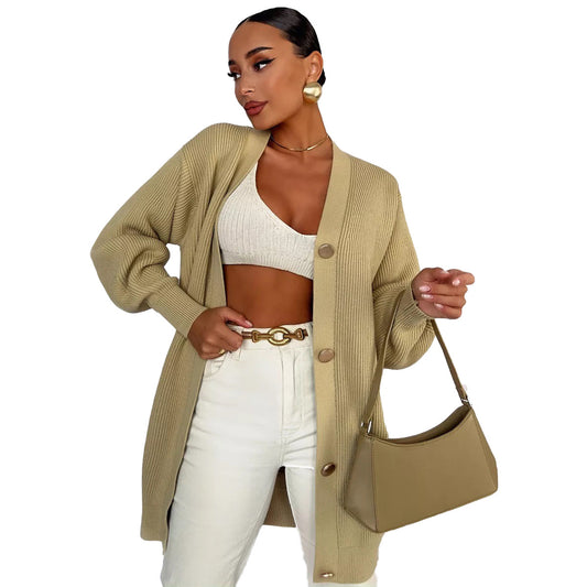 Cardigan en grosse maille pour femmes avec détails de boutons Chic und Stil
