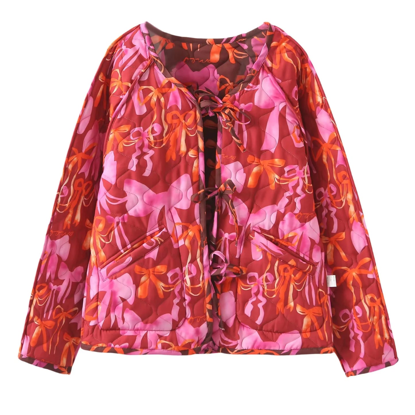 Transitional jacket for women, quilted and with a colorful bow pattern Chic und Stil