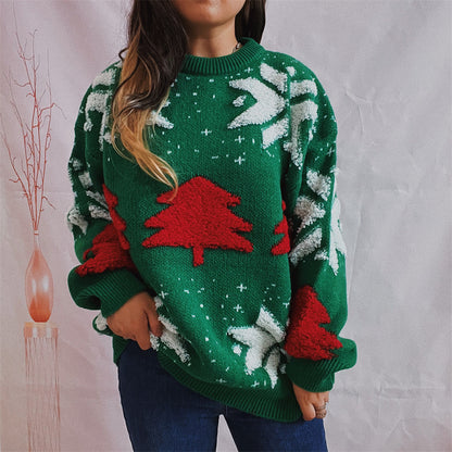 Pull-over de Noël pour femmes avec motif festif et manches volumineuses Chic und Stil