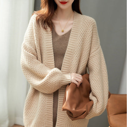 Dames gros tricot cardigan à coupe large et manches longues Chic und Stil