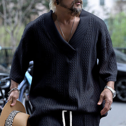 Pull en tricot décontracté pour hommes à col en V Chic und Stil