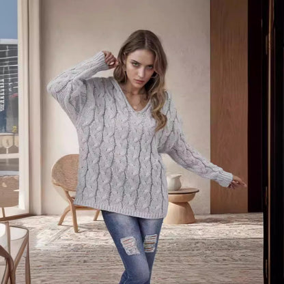 Pull-over en tricot épais pour dames avec un design de tresse moderne et une coupe ample Chic und Stil